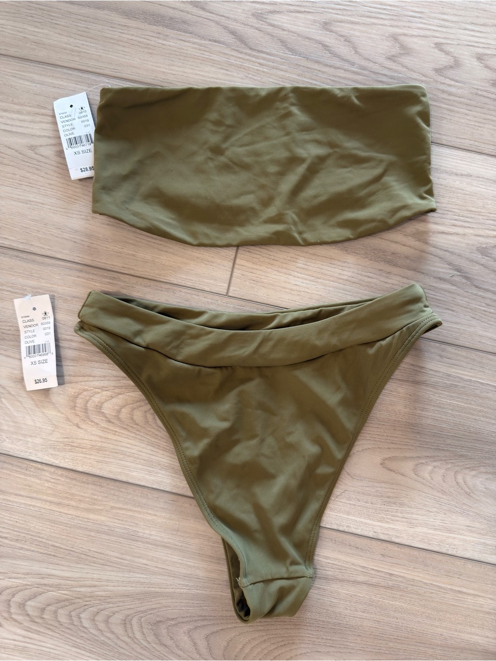 NWT Pacsun Olive Green Bandeau Bikini Set
